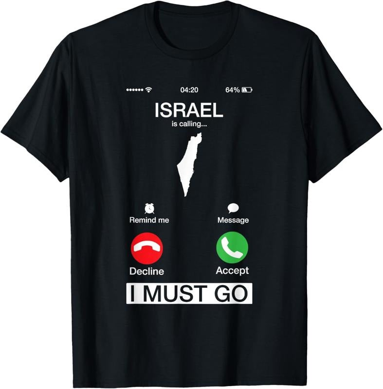 100% Cotton Israel Is Calling And I Must Go Funny Phone Screen T-Shirt Hoodie, Sweatshirt | HypeCrazeTee.com