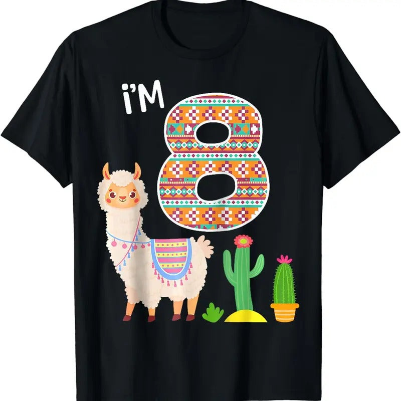 [100% Cotton]It's My 8 Th Birthday Squad Llama Alpaca Cute Farm Year Old T-Shirt Hoodie, Sweatshirt | HypeCrazeTee.com
