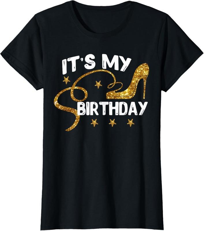 100% Cotton It's My Birthday Shirt for Women, Teens, Girls, White & Gold T-Shirt Hoodie, Sweatshirt | HypeCrazeTee.com