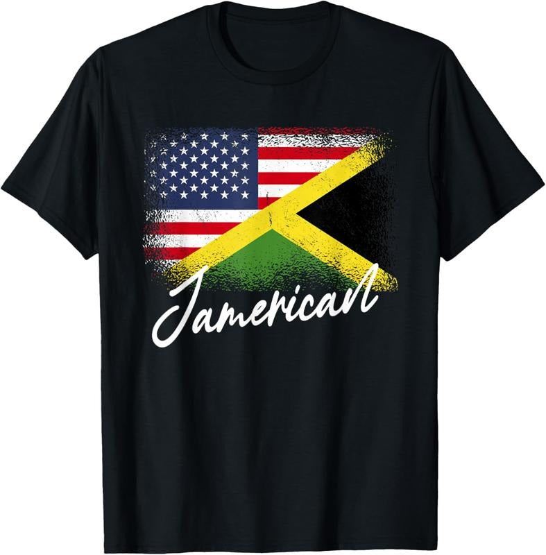 100% Cotton Jamerican - American Jamaican Roots America Jamaica Flag T-Shirt Hoodie, Sweatshirt | HypeCrazeTee.com