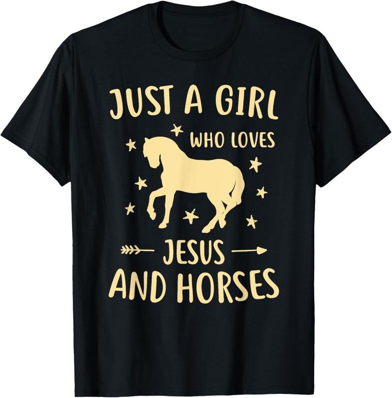 100% Cotton Jesus And Horses For Girls Teens Women Horse Lover Christian T-Shirt Hoodie, Sweatshirt | HypeCrazeTee.com