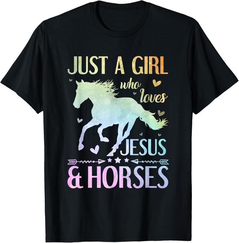 100% Cotton Jesus And Horses, Horse Gifts For Girls, Women T-Shirt Hoodie, Sweatshirt | HypeCrazeTee.com