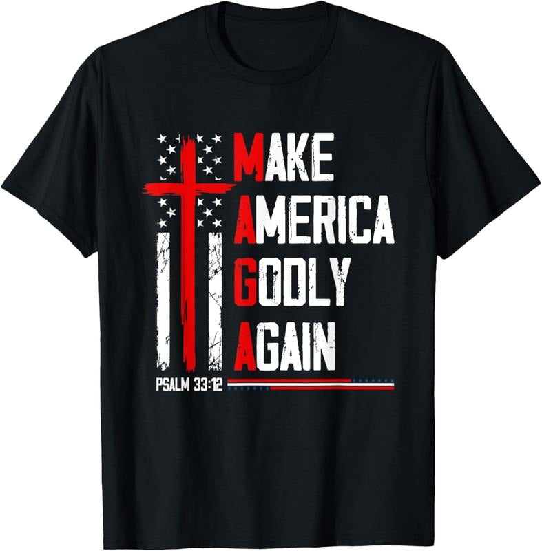 100% Cotton Jesus Make America Godly Again Psalm 33 12 Patriot Christian T-Shirtstyle{n002}2 T-Shirts, Hoodie, Sweatshirt