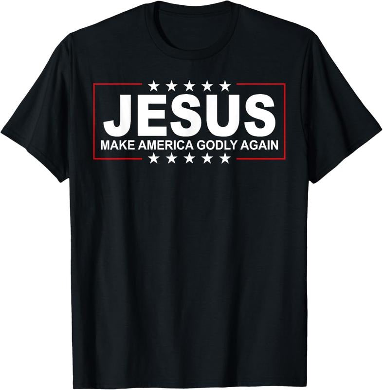 100% Cotton Jesus Make America Godly Again T-Shirt Hoodie, Sweatshirt | HypeCrazeTee.com