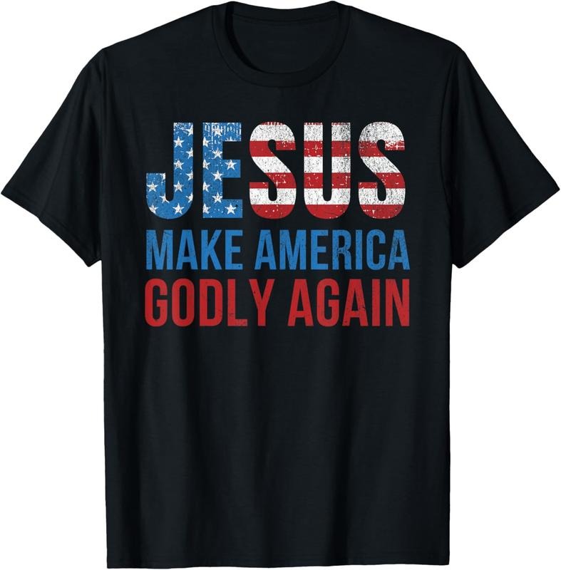 100% Cotton Jesus Make America Godly Again USA Flag Patriotic Christian T-Shirt Hoodie, Sweatshirt | HypeCrazeTee.com