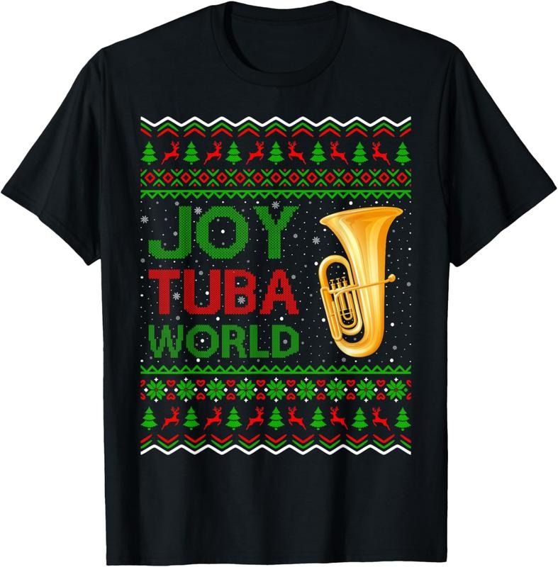 100% Cotton Joy Tuba World Music Lover Xmas Gift Ugly Tuba Christmas T-Shirt Hoodie, Sweatshirt | HypeCrazeTee.com