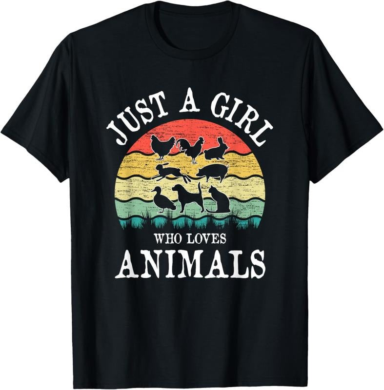 100% Cotton Just A Girl Who Loves Animals T-Shirt Hoodie, Sweatshirt | HypeCrazeTee.com