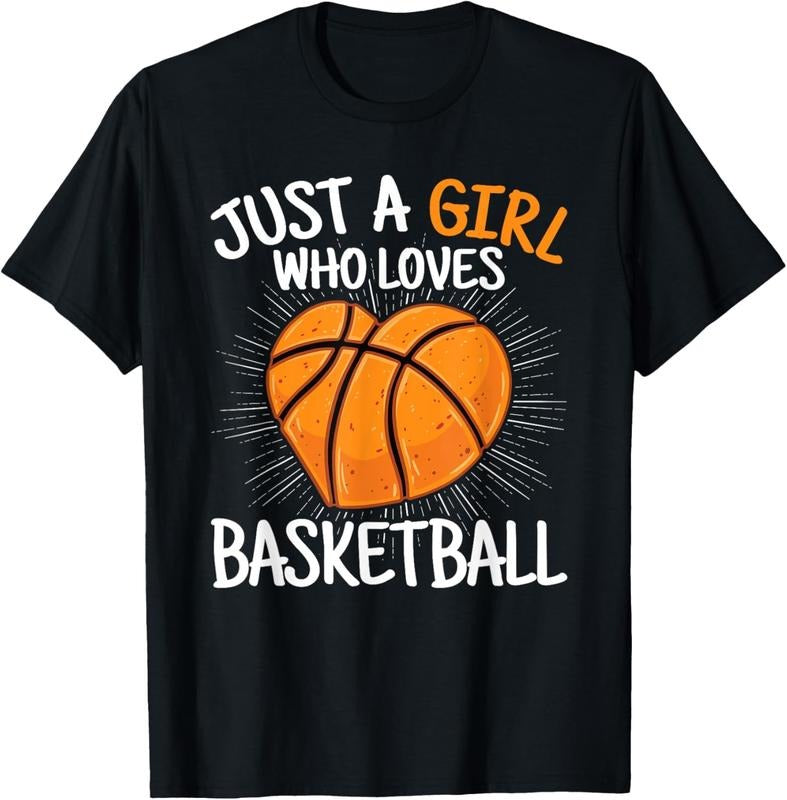 100% Cotton Just A Girl Who Loves Basketball Merch Girls s T-Shirt Hoodie, Sweatshirt | HypeCrazeTee.com