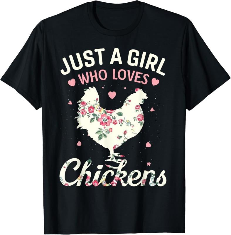 100% Cotton Just A Girl Who Loves Chickens, Floral Farmer Girl Gifts T-Shirt Hoodie, Sweatshirt | HypeCrazeTee.com