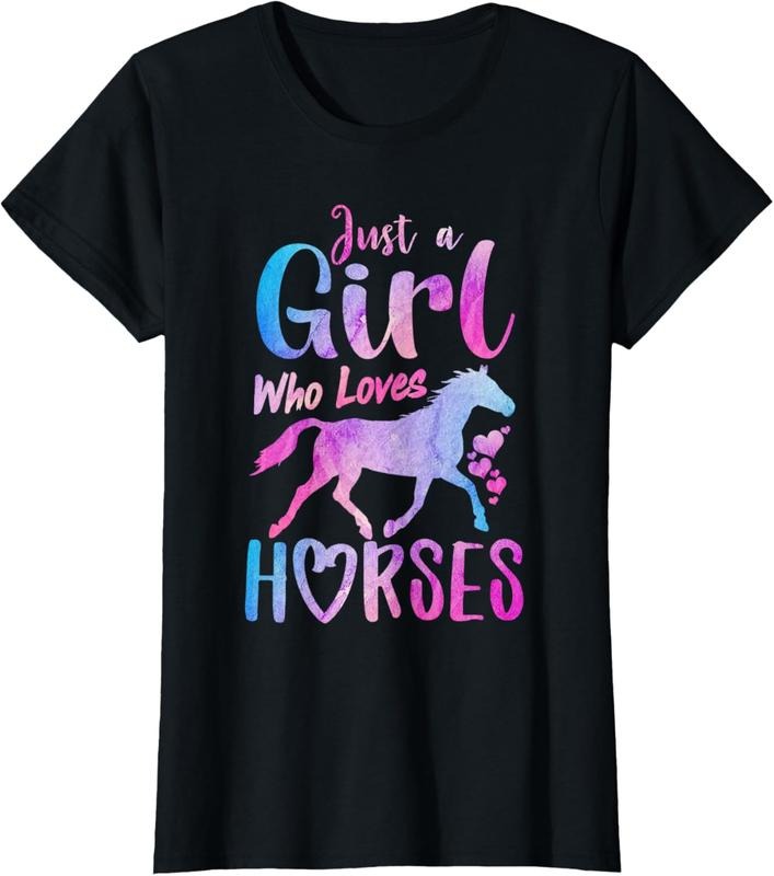 100% Cotton Just A Girl Who Loves Horses Riding Cute Horse Girls Women T-Shirt Hoodie, Sweatshirt | HypeCrazeTee.com