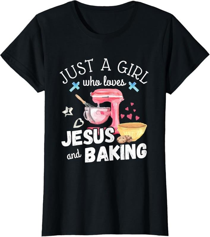 100% Cotton Just Girl Who Loves Jesus Baking Funny Christian T-Shirts, Hoodie, Sweatshirt