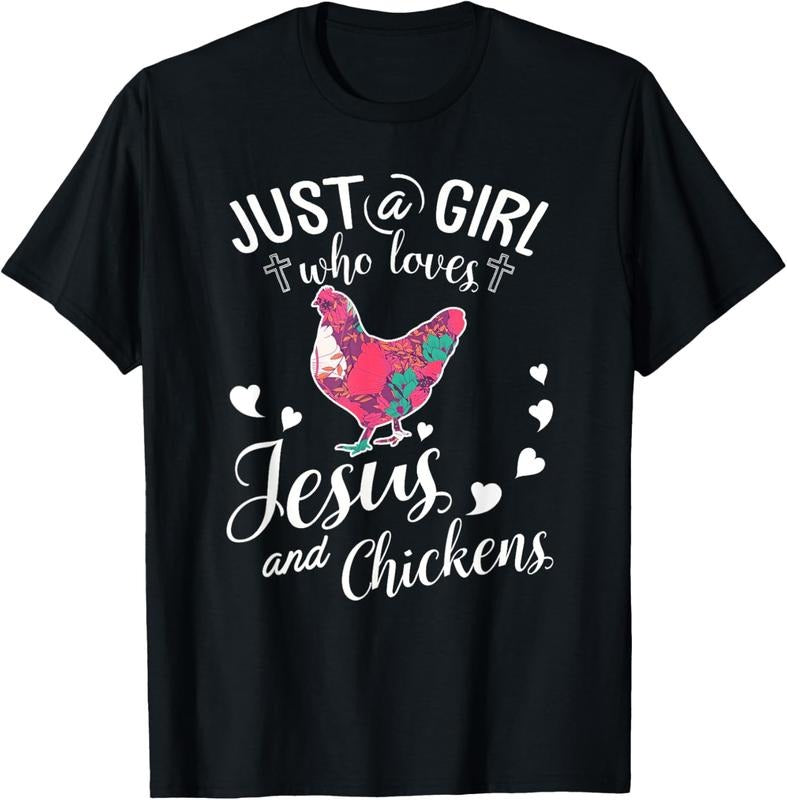100% Cotton Just A Girl Who Loves Jesus And Chickens Shirt Farmer Lover T-Shirt Hoodie, Sweatshirt | HypeCrazeTee.com