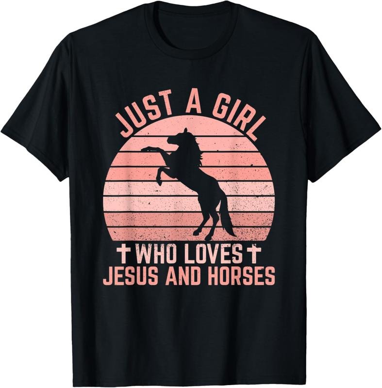 100% Cotton Just A Girl Who Loves Jesus And Horses - Christian Riders T-Shirt Hoodie, Sweatshirt | HypeCrazeTee.com