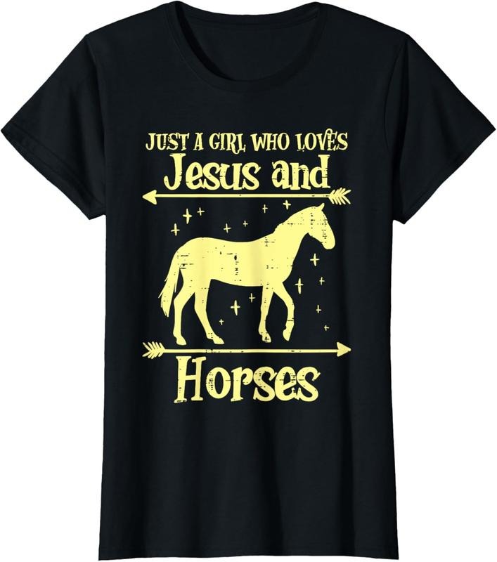 100% Cotton Just A Girl Who Loves Jesus And Horses Christian Girls Women T-Shirt Hoodie, Sweatshirt | HypeCrazeTee.com