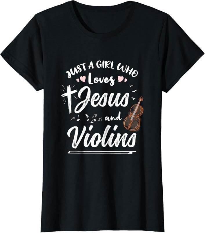 100% Cotton Just A Girl Who Loves Jesus And Violins T-Shirt Hoodie, Sweatshirt | HypeCrazeTee.com