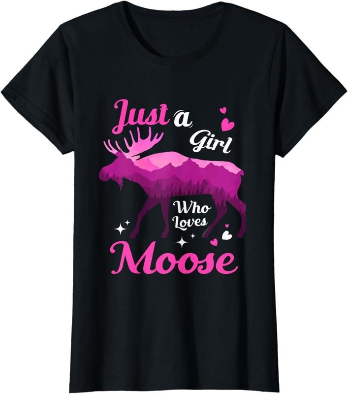 [100% Cotton]Just A Girl Who Loves Moose T-Shirt Hoodie, Sweatshirt | HypeCrazeTee.com