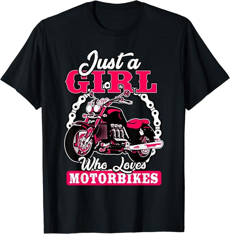 [100% Cotton]Just A Girl Who Loves Motorbikes Quote for Women Motorcycle T-Shirt Black Hoodie, Sweatshirt | HypeCrazeTee.com