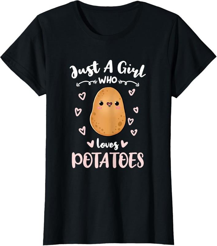 100% Cotton Just A Girl Who Loves Potatoes T-Shirt Hoodie, Sweatshirt | HypeCrazeTee.com