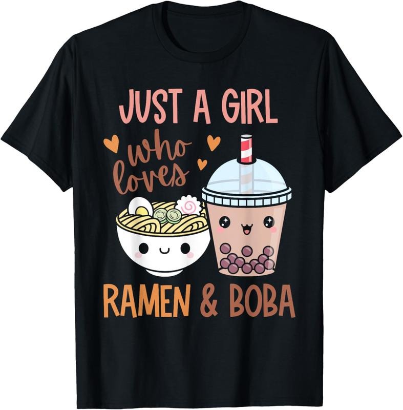 100% Cotton Just A Girl Who Loves Ramen And Boba Bubble Tea Japanese T-Shirt Hoodie, Sweatshirt | HypeCrazeTee.com