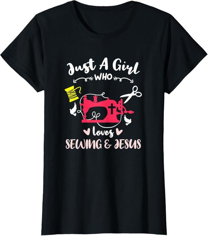 100% Cotton Just A Girl Who Loves Sewing And Jesus T-Shirt Hoodie, Sweatshirt | HypeCrazeTee.com