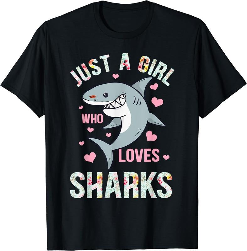 [100% Cotton]Just A Girl Who Loves Sharks T-Shirt Hoodie, Sweatshirt | HypeCrazeTee.com