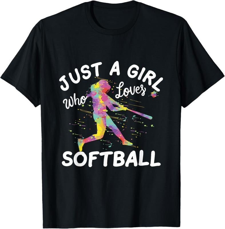 100% Cotton Just A Girl Who Loves Softball T-Shirt Hoodie, Sweatshirt | HypeCrazeTee.com