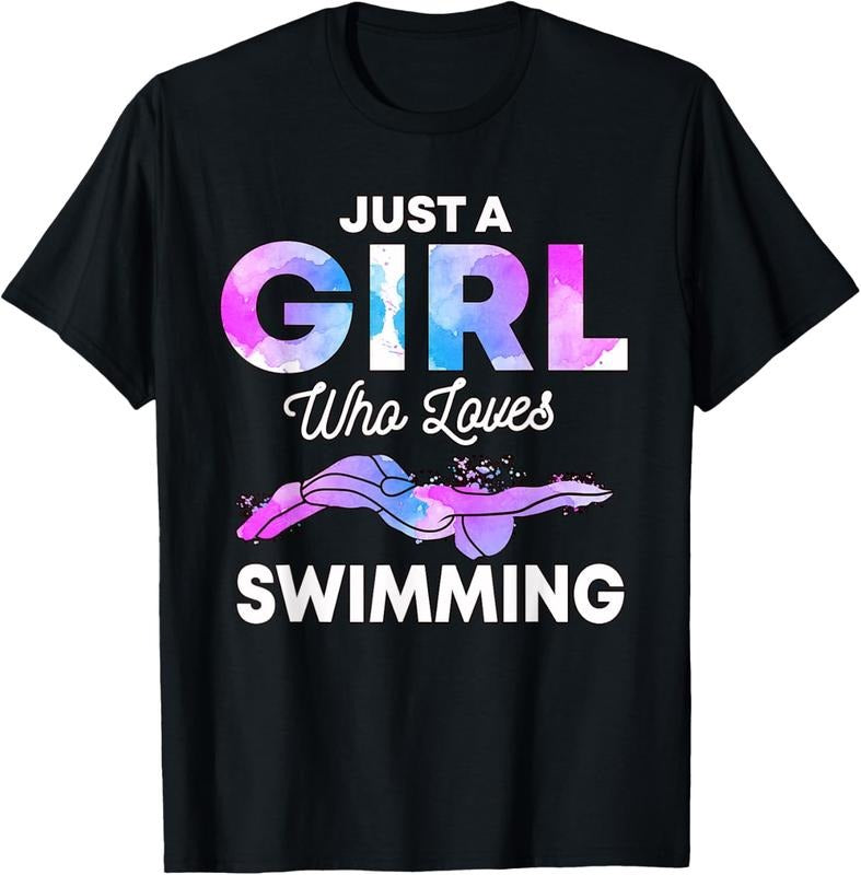 100% Cotton Just A Girl Who Loves Swimming Swim Swimmer Gift Swimming T-Shirt Hoodie, Sweatshirt | HypeCrazeTee.com