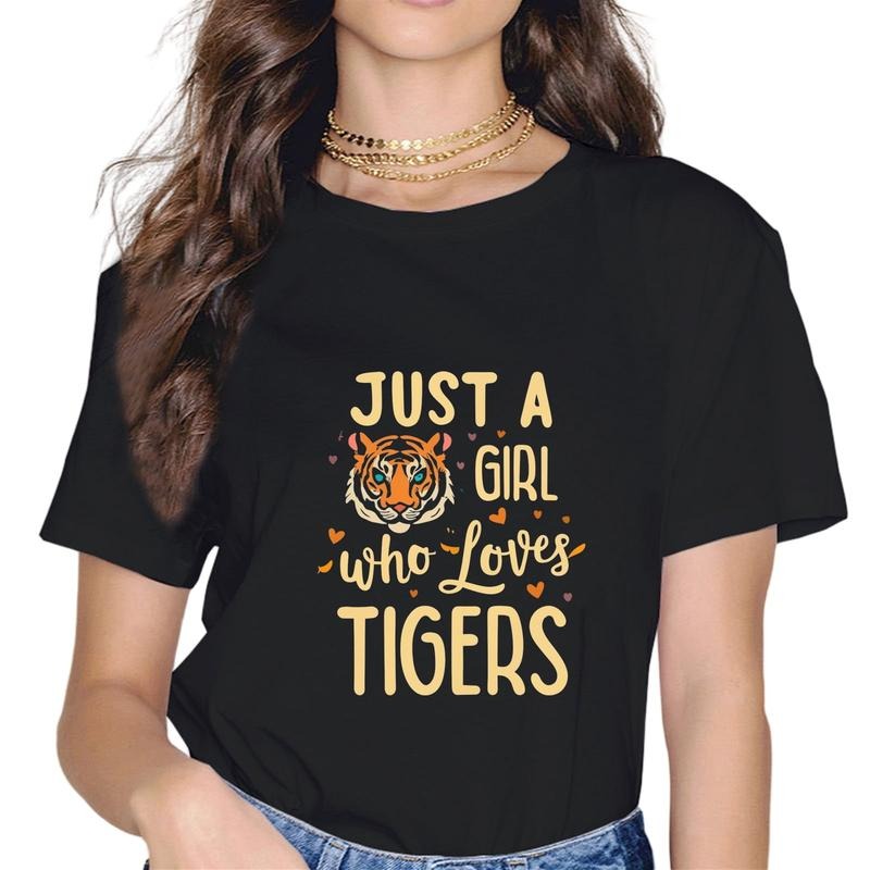 [100% Cotton]Just A Girl Who Loves Tigers Cute Tiger T-Shirt Hoodie, Sweatshirt | HypeCrazeTee.com