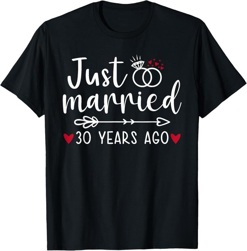 100% Cotton Just Married Couples Funny Husband Wife 30th Anniversary T-Shirt Hoodie, Sweatshirt | HypeCrazeTee.com