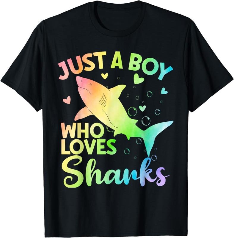 [100% Cotton]Just a Boy Who Loves Sharks Cute Shark Lover Boys T-Shirt Hoodie, Sweatshirt | HypeCrazeTee.com