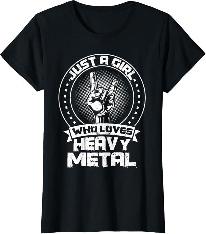 100% Cotton Just a Girl Who Loves Heavy Metal Heavy Metal T-Shirt Hoodie, Sweatshirt | HypeCrazeTee.com