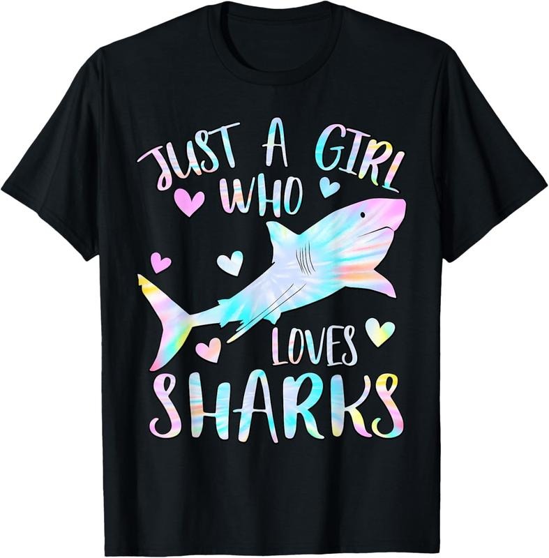 100% Cotton Just a Girl Who Loves Sharks Lover Tie Dye Themed Shark Girl T-Shirt Hoodie, Sweatshirt | HypeCrazeTee.com