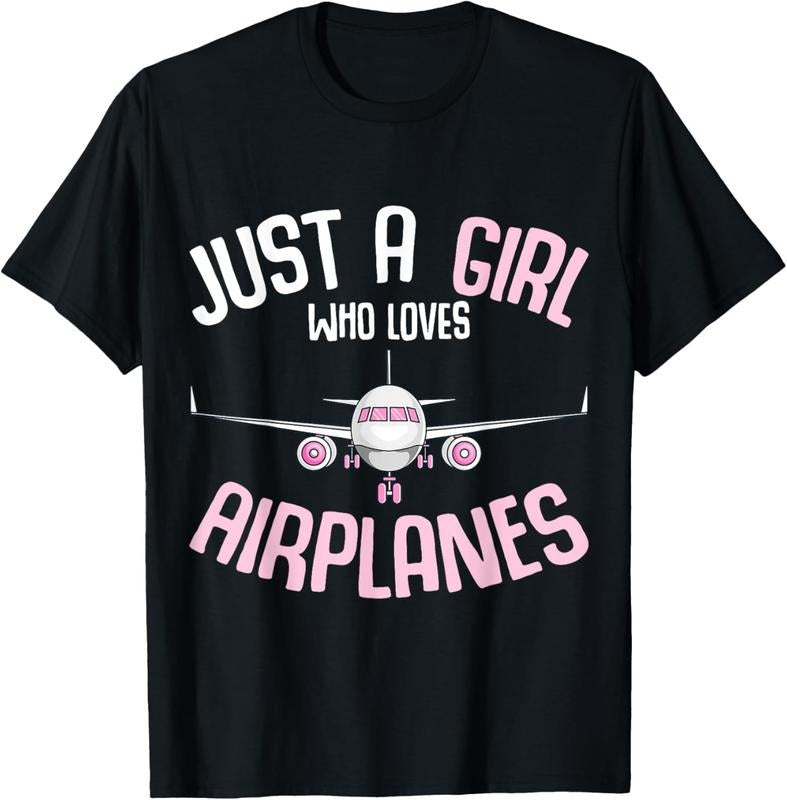 100% Cotton Just a Girl who loves Airplanes Plane Pilot Girls  T-Shirt Hoodie, Sweatshirt | HypeCrazeTee.com
