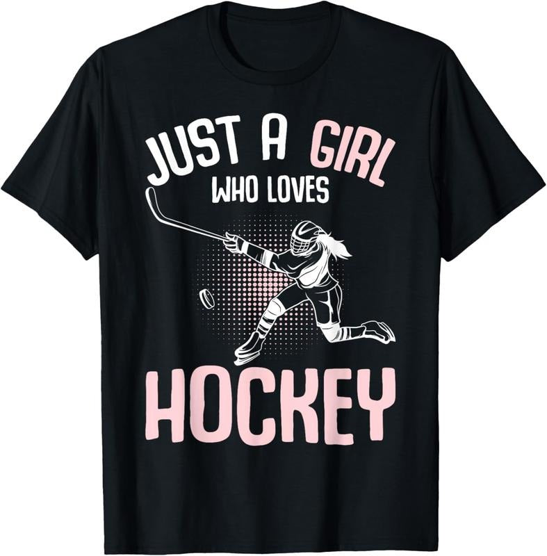 100% Cotton Just a Girl who loves Hockey Ice Hockey Youth  Girls T-Shirt Hoodie, Sweatshirt | HypeCrazeTee.com