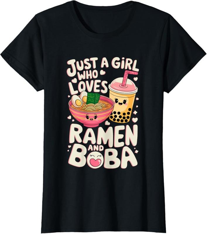 100% Cotton Just a Girl who loves Ramen and Boba Tea T-Shirt Hoodie, Sweatshirt | HypeCrazeTee.com
