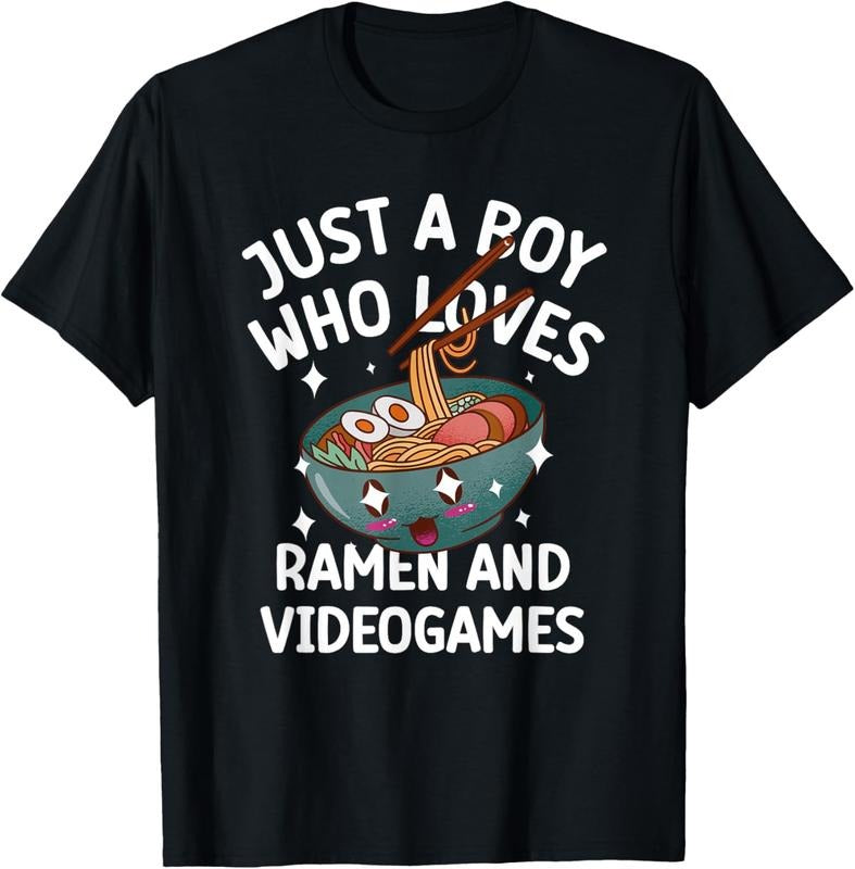 100% Cotton Just a boy who loves Ramen & Video games funny tee T-Shirt Hoodie, Sweatshirt | HypeCrazeTee.com
