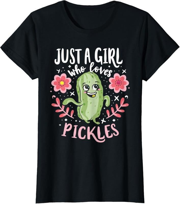 100% Cotton Just a girl who loves pickles T-Shirt Hoodie, Sweatshirt | HypeCrazeTee.com