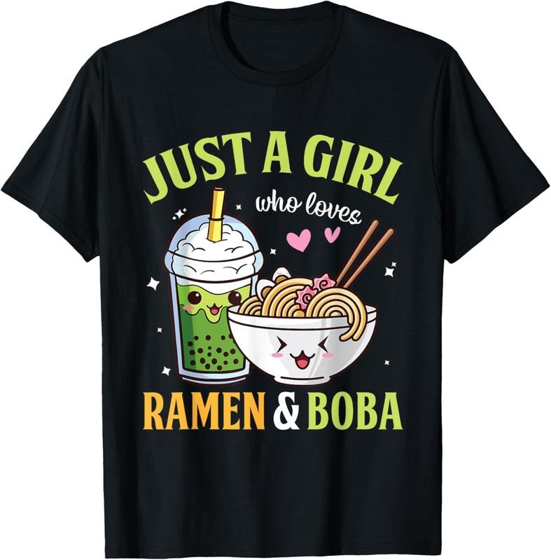 100% Cotton Kawaii Just A Girl Who Loves Ramen And Boba Tea Bubble Milk T-Shirt Hoodie, Sweatshirt | HypeCrazeTee.com