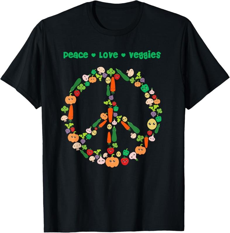 100% Cotton Kawaii Vegetables Peace Sign Funny Gift for Vegetarian Vegan T-Shirt Hoodie, Sweatshirt | HypeCrazeTee.com