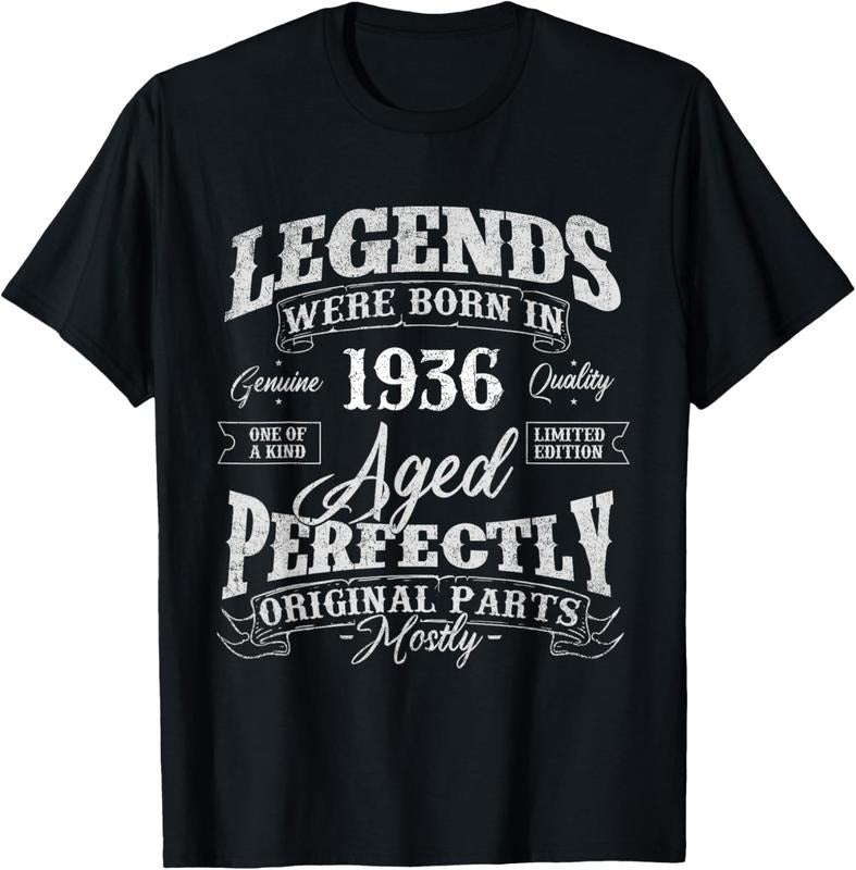 100% Cotton Legends Were Born In 1936 Year Of Birth Birthday T-Shirt Hoodie, Sweatshirt | HypeCrazeTee.com