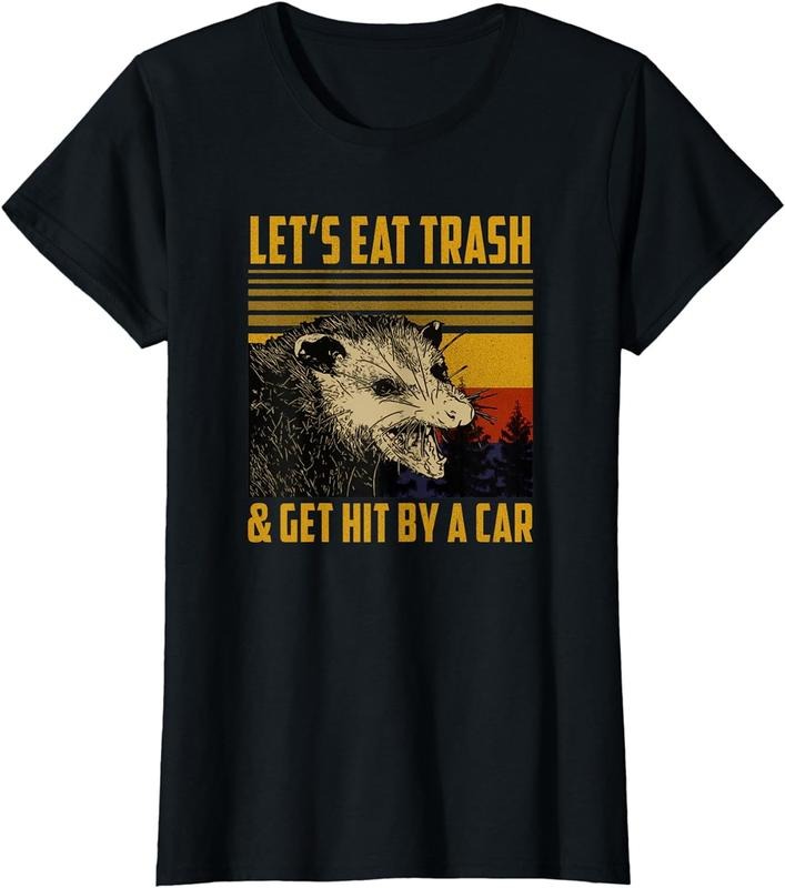 [100% Cotton]Let's Eat Trash and Get Hit By A Car Vintage Opossum T-Shirt Hoodie, Sweatshirt | HypeCrazeTee.com