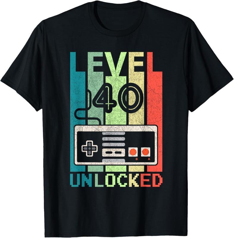 100% Cotton Level 40 Unlocked Shirt Video Gamer 40th Birthday Gifts Tee T-Shirt Hoodie, Sweatshirt | HypeCrazeTee.com