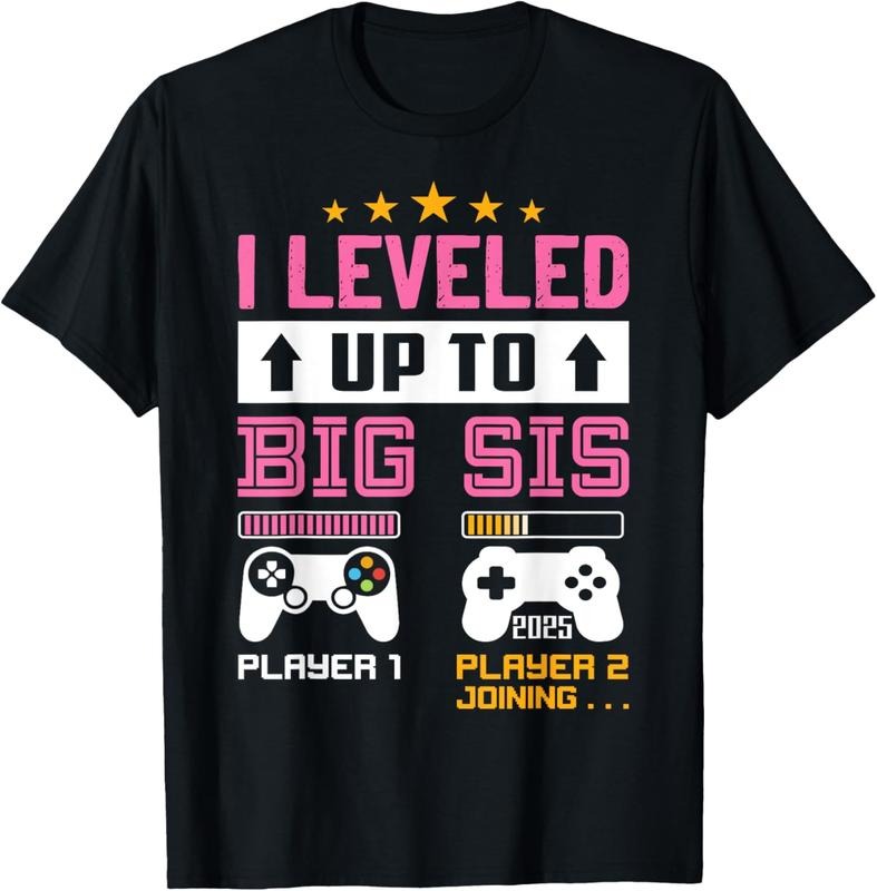 100% Cotton Leveled Up to Big Sister 2025 I'm Going to Be A Big Sis 2025 T-Shirt Hoodie, Sweatshirt | HypeCrazeTee.com