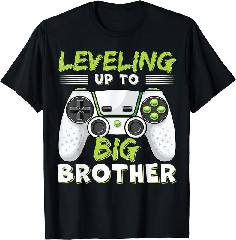 [100% Cotton]Leveling Up to Big Brother T-Shirt Black Hoodie, Sweatshirt | HypeCrazeTee.com