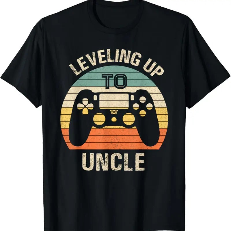 100% Cotton Leveling up to uncle 2024 funny video gamer vintage men T-Shirt Hoodie, Sweatshirt | HypeCrazeTee.com