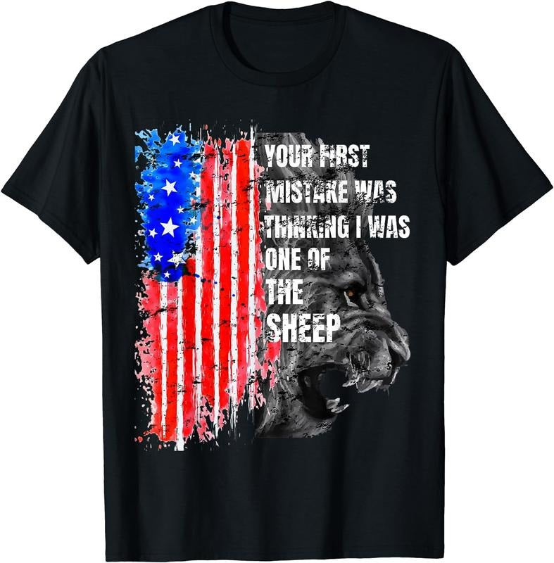 [100% Cotton]Lion Your first Mistake was thinking i was one of the Sheep T-Shirt Black Hoodie, Sweatshirt | HypeCrazeTee.com