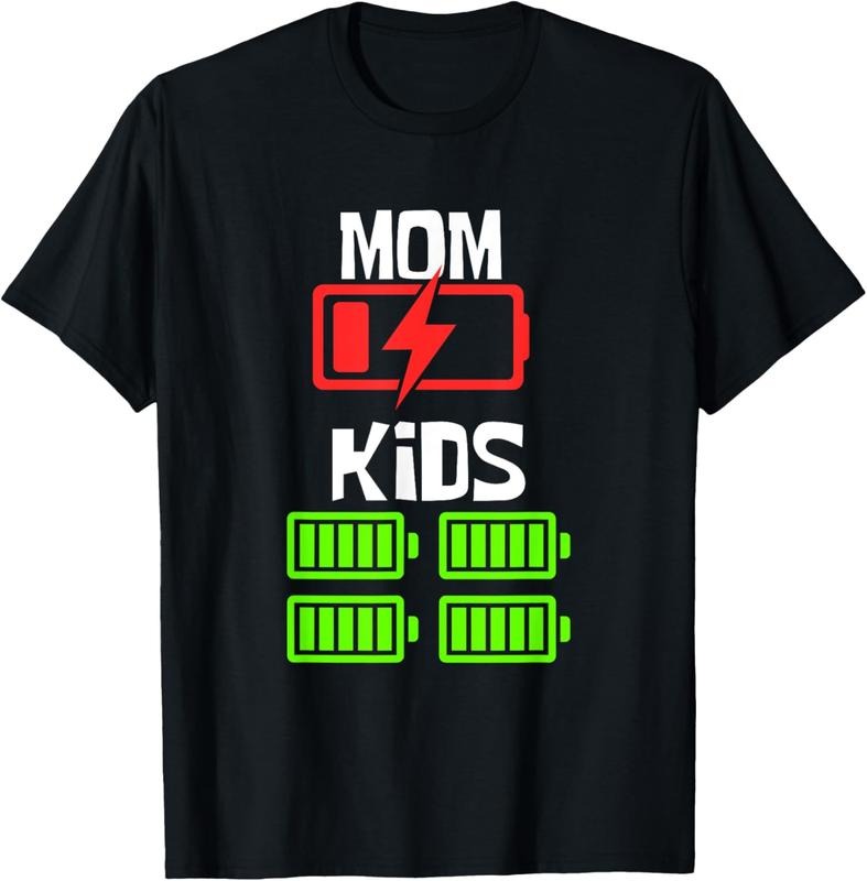 100% Cotton Low Battery Mom of 4  Funny Mother of 4  Mothers Day T-Shirt Hoodie, Sweatshirt | HypeCrazeTee.com