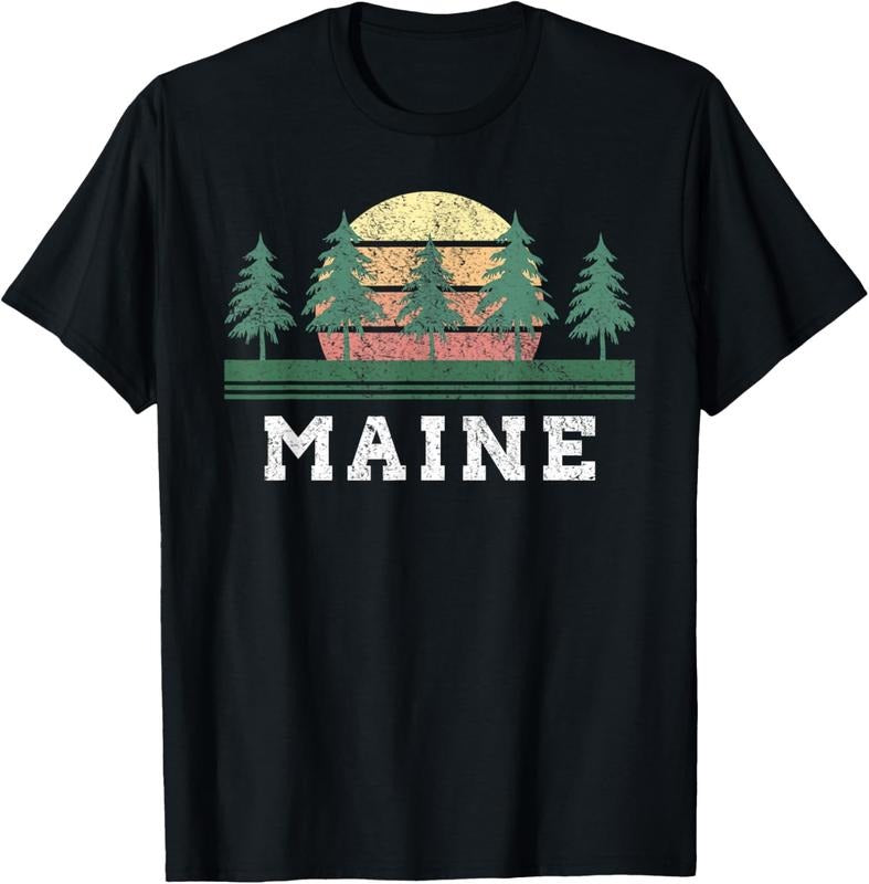 100% Cotton Maine Retro Vintage Gift Men Women  T-Shirt Hoodie, Sweatshirt | HypeCrazeTee.com