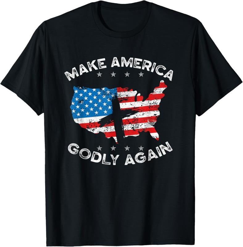 100% Cotton Make America Godly Again Proud American Christian Patriot T-Shirt Hoodie, Sweatshirt | HypeCrazeTee.com