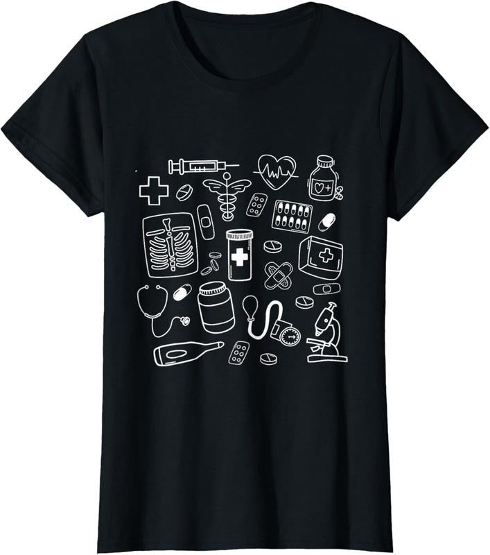 100% Cotton Medical Doodles Nurse Healthcare Profession Women T-Shirt Hoodie, Sweatshirt | HypeCrazeTee.com